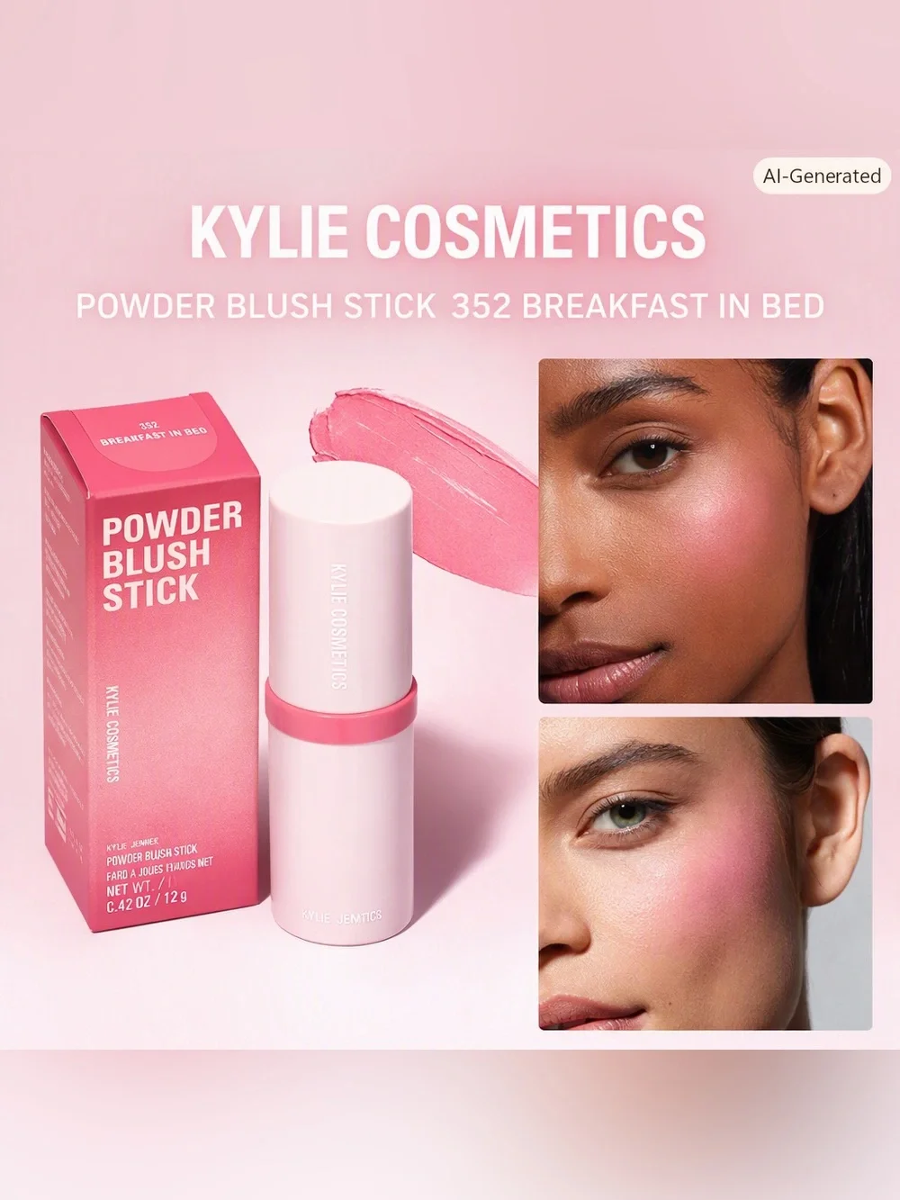 Kylie Cosmetics • Powder Blush Stick • 352 Breakfast in Bed • New in Box